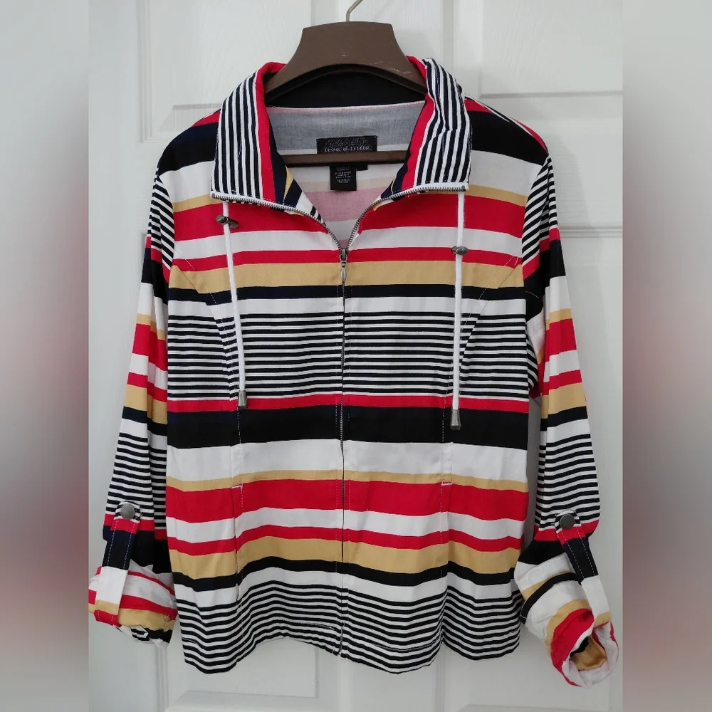 Live a Little Multicolor Striped Zip-up Jacket - Picture 1 of 6
